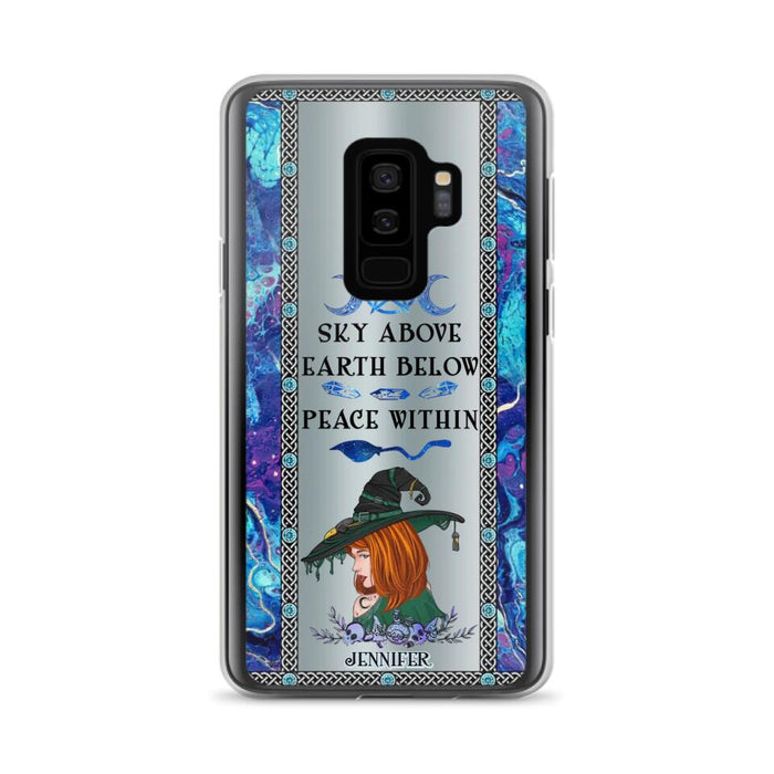 Custom Personalized Witch Phone Case - Gift Idea For Witch Lovers - Sky Above Earth Below Peace Within - Cases For iPhone & Samsung