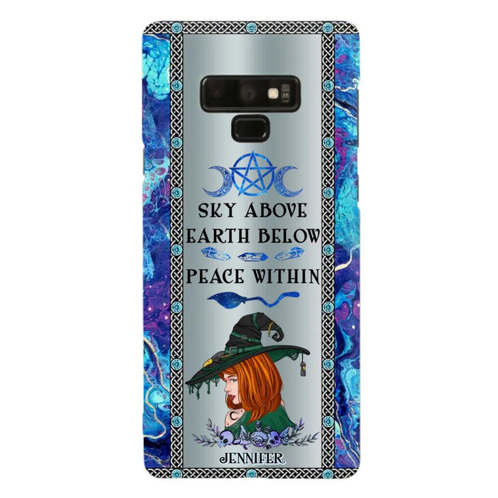 Custom Personalized Witch Phone Case - Gift Idea For Witch Lovers - Sky Above Earth Below Peace Within - Cases For iPhone & Samsung