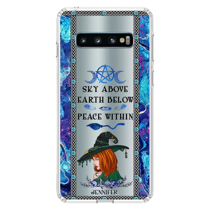 Custom Personalized Witch Phone Case - Gift Idea For Witch Lovers - Sky Above Earth Below Peace Within - Cases For iPhone & Samsung