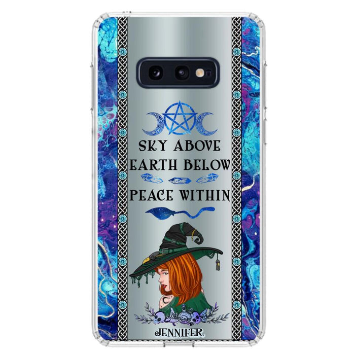 Custom Personalized Witch Phone Case - Gift Idea For Witch Lovers - Sky Above Earth Below Peace Within - Cases For iPhone & Samsung