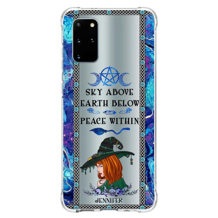 Custom Personalized Witch Phone Case - Gift Idea For Witch Lovers - Sky Above Earth Below Peace Within - Cases For iPhone & Samsung