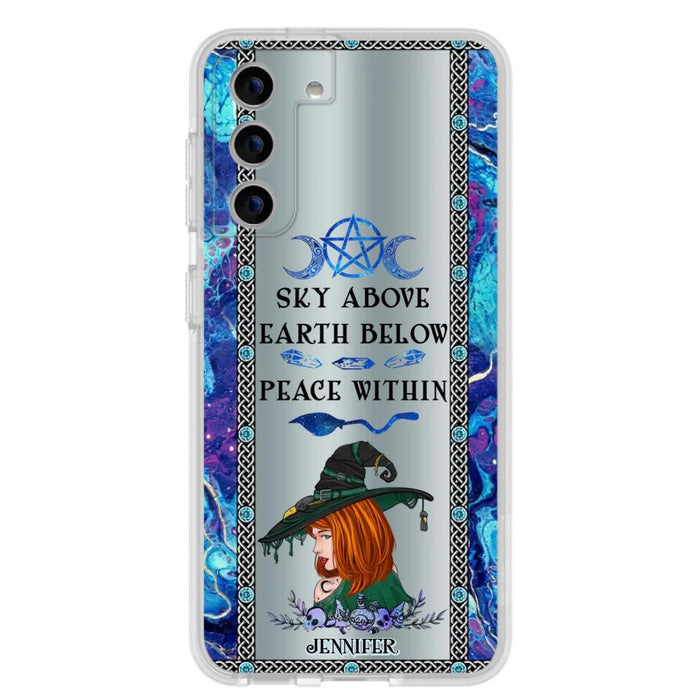 Custom Personalized Witch Phone Case - Gift Idea For Witch Lovers - Sky Above Earth Below Peace Within - Cases For iPhone & Samsung