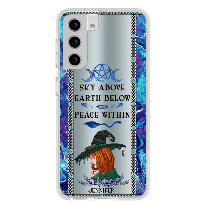 Custom Personalized Witch Phone Case - Gift Idea For Witch Lovers - Sky Above Earth Below Peace Within - Cases For iPhone & Samsung