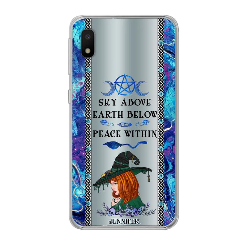 Custom Personalized Witch Phone Case - Gift Idea For Witch Lovers - Sky Above Earth Below Peace Within - Cases For iPhone & Samsung