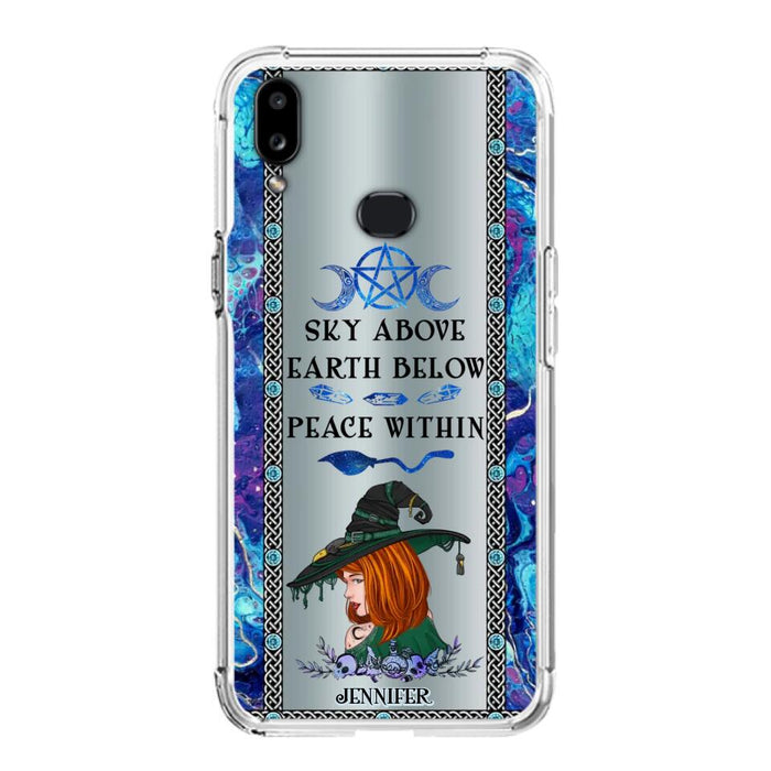 Custom Personalized Witch Phone Case - Gift Idea For Witch Lovers - Sky Above Earth Below Peace Within - Cases For iPhone & Samsung