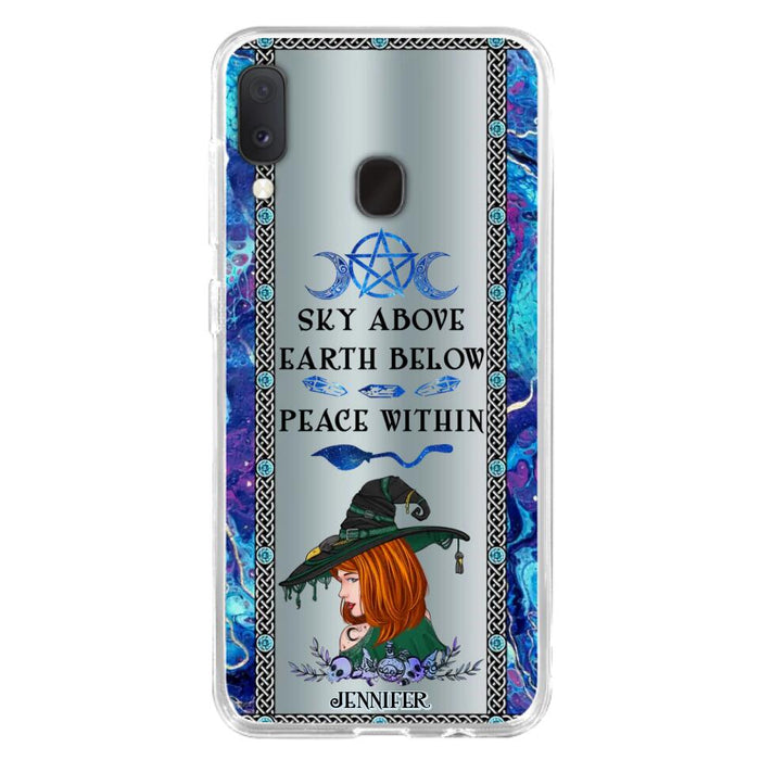 Custom Personalized Witch Phone Case - Gift Idea For Witch Lovers - Sky Above Earth Below Peace Within - Cases For iPhone & Samsung