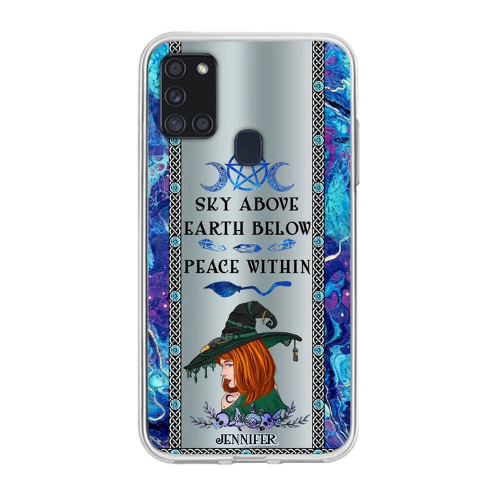 Custom Personalized Witch Phone Case - Gift Idea For Witch Lovers - Sky Above Earth Below Peace Within - Cases For iPhone & Samsung