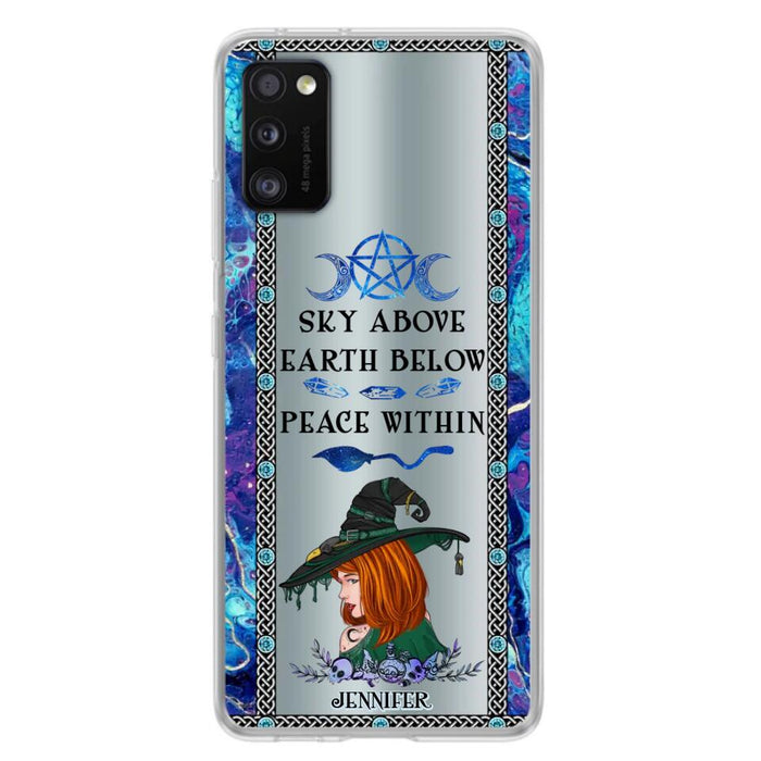 Custom Personalized Witch Phone Case - Gift Idea For Witch Lovers - Sky Above Earth Below Peace Within - Cases For iPhone & Samsung
