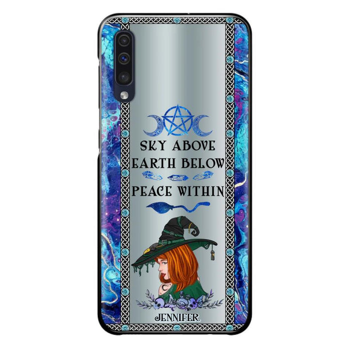 Custom Personalized Witch Phone Case - Gift Idea For Witch Lovers - Sky Above Earth Below Peace Within - Cases For iPhone & Samsung