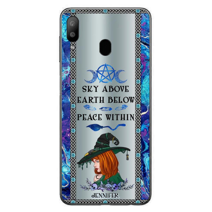 Custom Personalized Witch Phone Case - Gift Idea For Witch Lovers - Sky Above Earth Below Peace Within - Cases For iPhone & Samsung