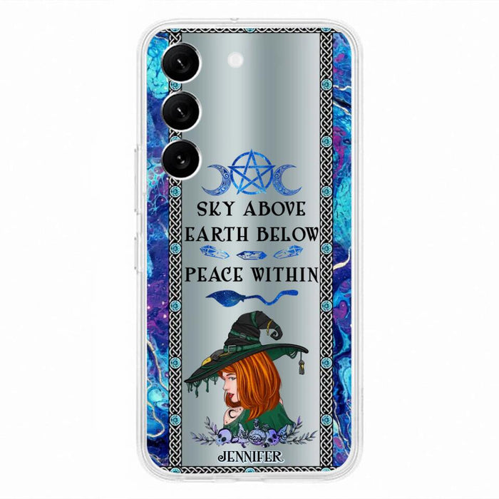 Custom Personalized Witch Phone Case - Gift Idea For Witch Lovers - Sky Above Earth Below Peace Within - Cases For iPhone & Samsung