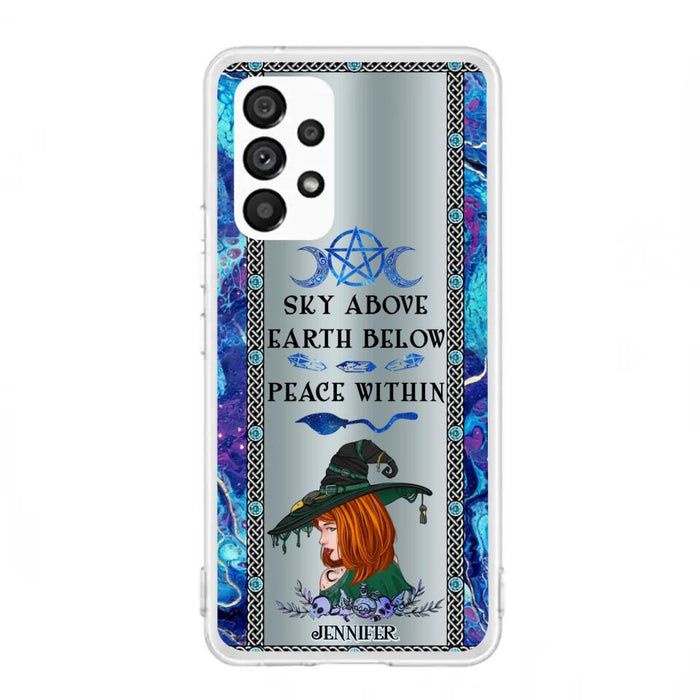 Custom Personalized Witch Phone Case - Gift Idea For Witch Lovers - Sky Above Earth Below Peace Within - Cases For iPhone & Samsung