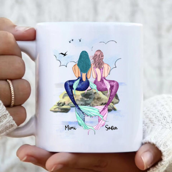 Custom Personalized Mermaid Best Friends Coffee Mug - Gift for Mermaid Lovers, Besties