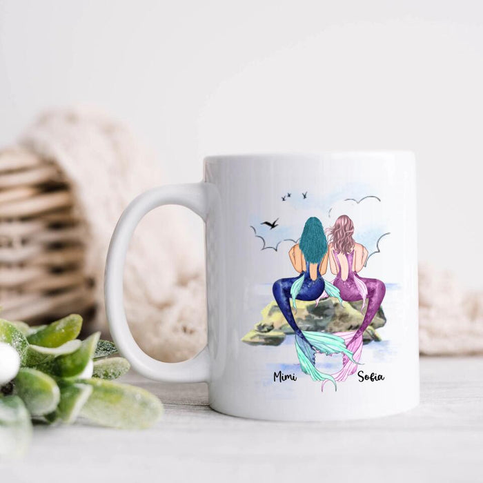 Custom Personalized Mermaid Best Friends Coffee Mug - Gift for Mermaid Lovers, Besties