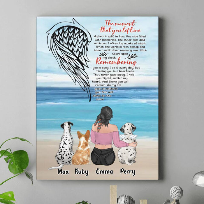 Custom Personalized Memorial Pet Mom Canvas - Memorial Gift Idea For Dog/Cat Lover - Upto 3 Pets - The Moment That You Left Me