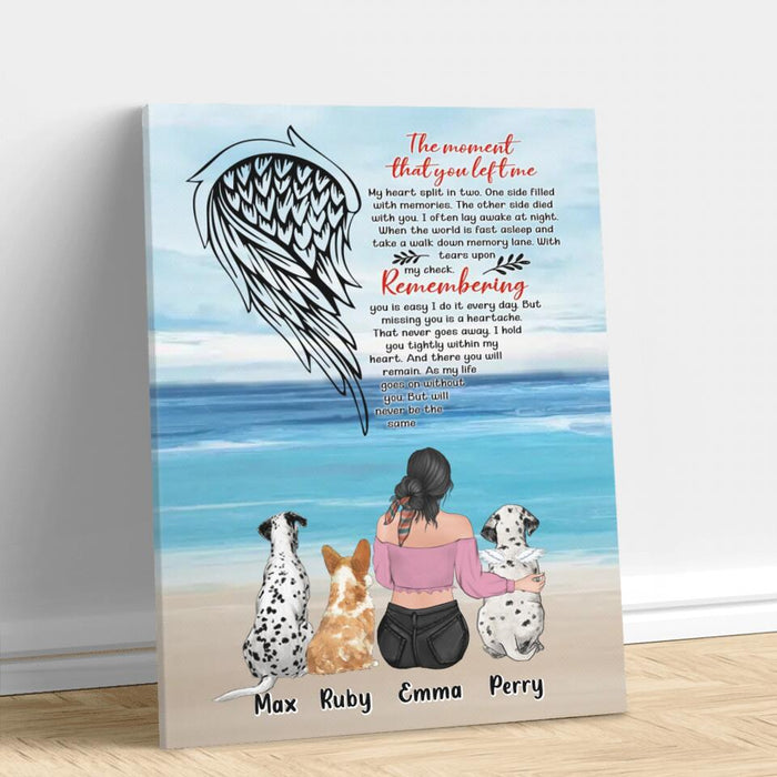 Custom Personalized Memorial Pet Mom Canvas - Memorial Gift Idea For Dog/Cat Lover - Upto 3 Pets - The Moment That You Left Me