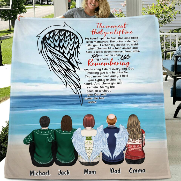 Custom Personalized Memorial Family Single Layer Fleece/ Quilt Blanket - Memorial Gift Idea For Family Member - Upto 5 People - The Moment That You Left Me