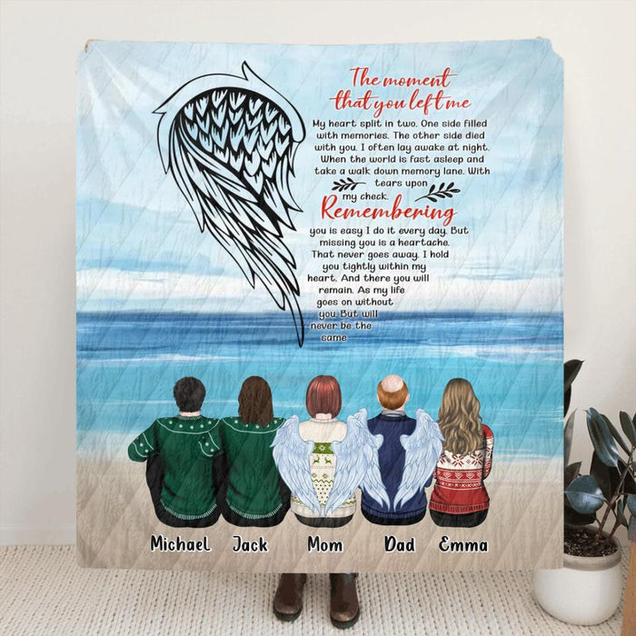 Custom Personalized Memorial Family Single Layer Fleece/ Quilt Blanket - Memorial Gift Idea For Family Member - Upto 5 People - The Moment That You Left Me