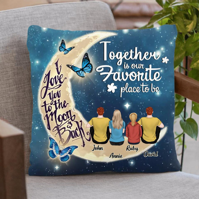 Custom Personalized Family Pillow Cover/ Fleece Throw Blanket/Quilt Blanket - Gift Idea For Family - Upto 4 People - Together Is Our Favorite Place To Be