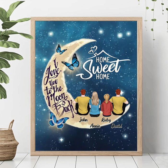 Custom Personalized Family Poster - Gift Idea For Family - Upto 4 People - Home Sweet Home