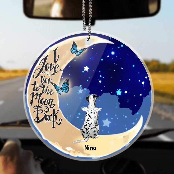 Custom Personalized Memorial Pet Car Ornament - Up to 5 Pets - Best Gift For Dog Lovers, Cat Lovers - I Love You To The Moon & Back