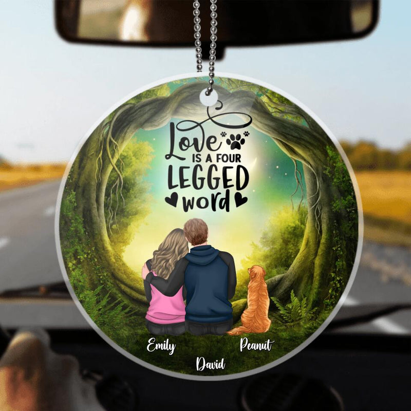 Personalized Couple And Dogs Ornament - Couple With Up to 5 Dogs - Gift Idea For Couple/Dog Lover - Life Is Better With A Dog