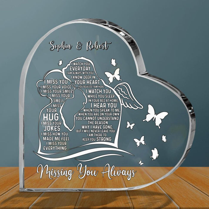 Custom Personalized Memorial Crystal Heart - Best Gift Idea For Couple - I Miss Your Everything