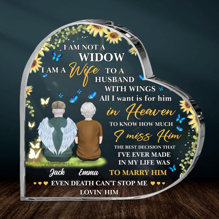 Custom Personalized Couple Crystal Heart - Memorial Gift Idea For Couple - I Am A Wife To A Husband With Wings