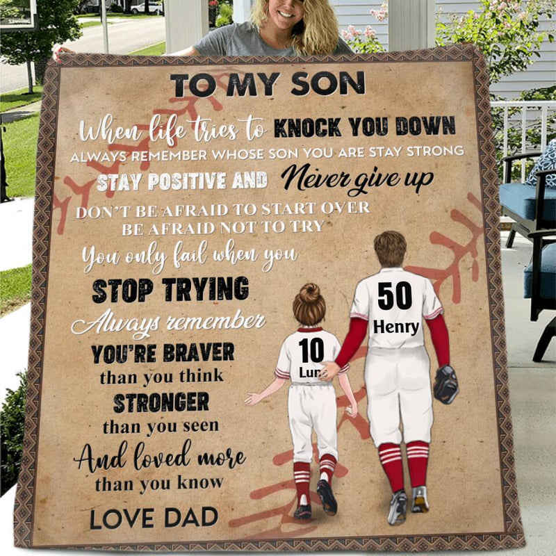 Personalized To My Son/Daughter Quilt/Fleece Throw Blanket - Gift Idea For Son/Daughter - Stay Positive And Never Give Up