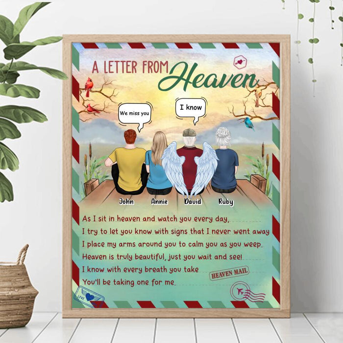Custom Personalized Memorial Family Poster - Memorial Gift Idea For Family Members - Upto 4 People - A Letter From Heaven