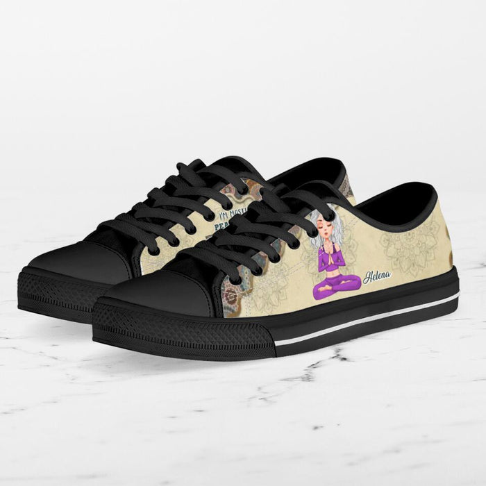 Custom Personalized Yoga Canvas Low Top Sneakers - Gift for Yoga Lover