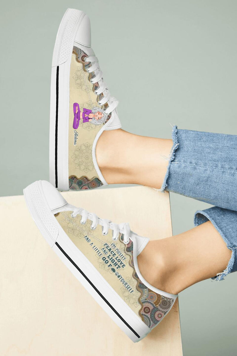 Personalized Yoga Canvas Low Top Sneakers - Gift for Yoga Lover