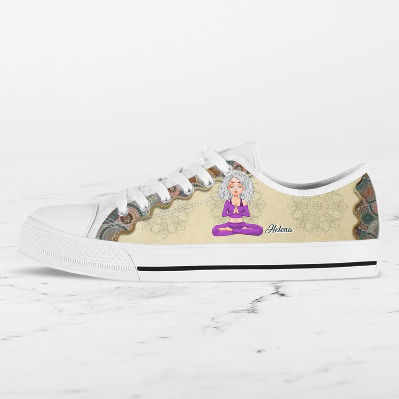 Personalized Yoga Canvas Low Top Sneakers - Gift for Yoga Lover