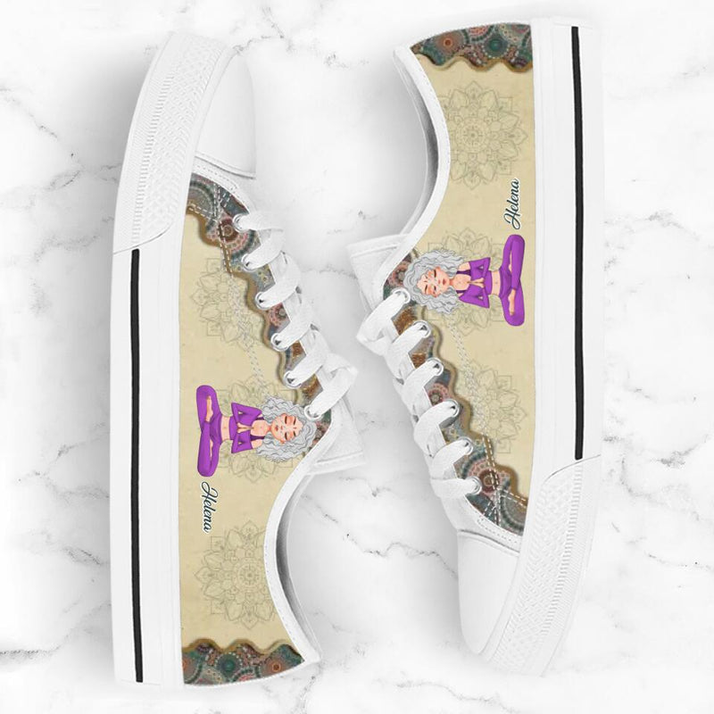 Personalized Yoga Canvas Low Top Sneakers - Gift for Yoga Lover