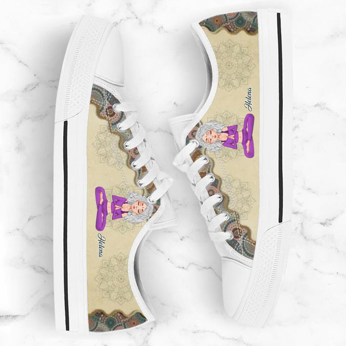 Custom Personalized Yoga Canvas Low Top Sneakers - Gift for Yoga Lover