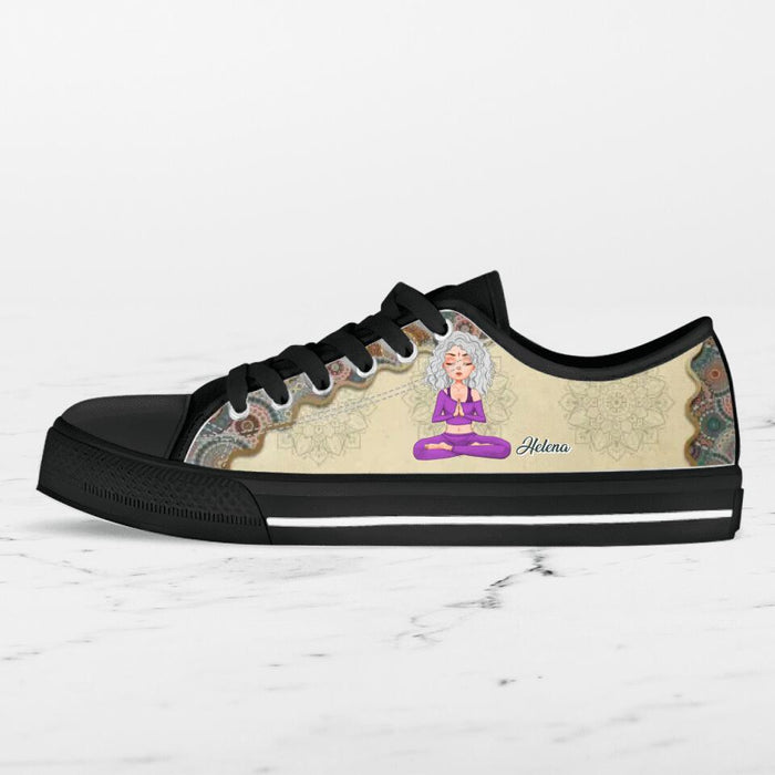 Custom Personalized Yoga Canvas Low Top Sneakers - Gift for Yoga Lover