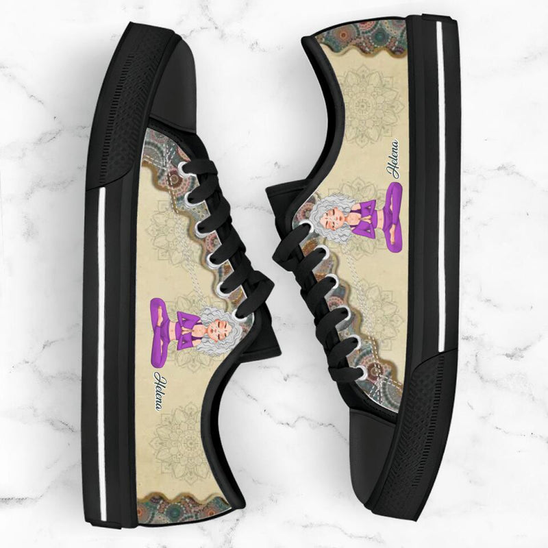 Personalized Yoga Canvas Low Top Sneakers - Gift for Yoga Lover