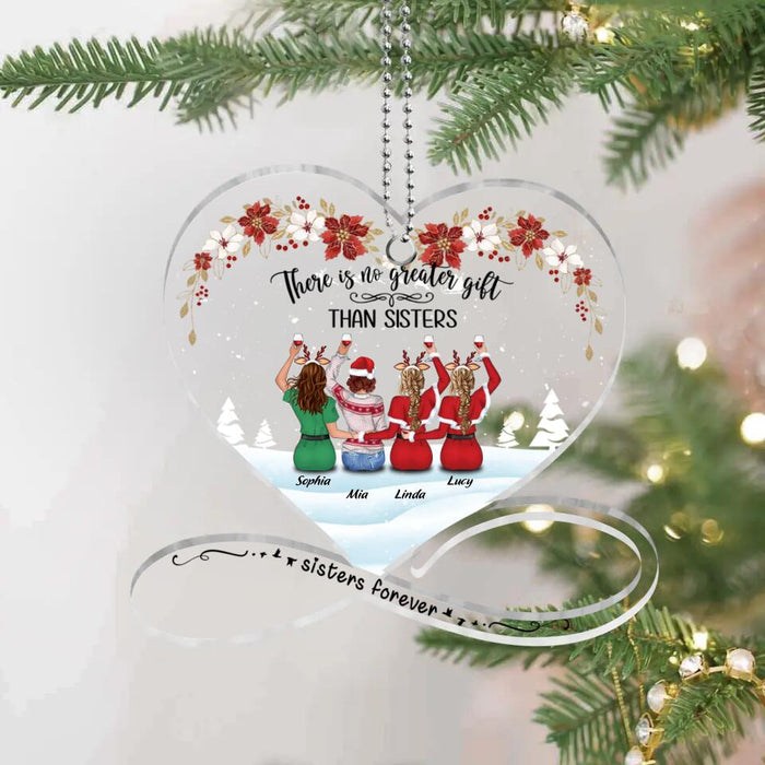 Custom Personalized Besties Heart Acrylic Ornament - Up to 3 Besties - There Is No Greater Gift Than Sisters