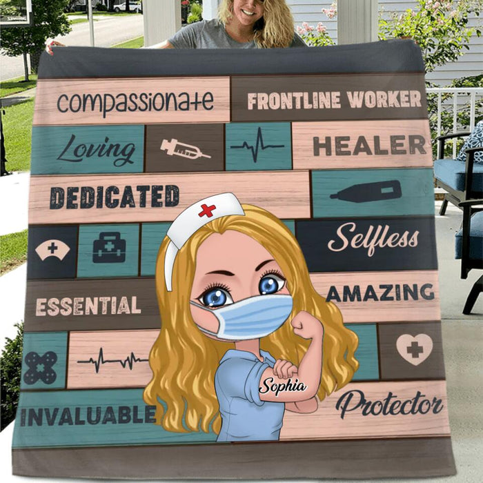 Custom Personalized Nursing Is A Work Of Heart Pillow Cover/ Fleece/Quilt Blanket - Gift For Nurse, Coworkers, Sister