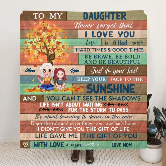 Personalized To My Daughter/ Granddaughter Single Layer Fleece/ Quilt Blanket - Never Forgot That I Love You - Gift Idea From Mom/ Grandma To Daughter/ Granddaughter