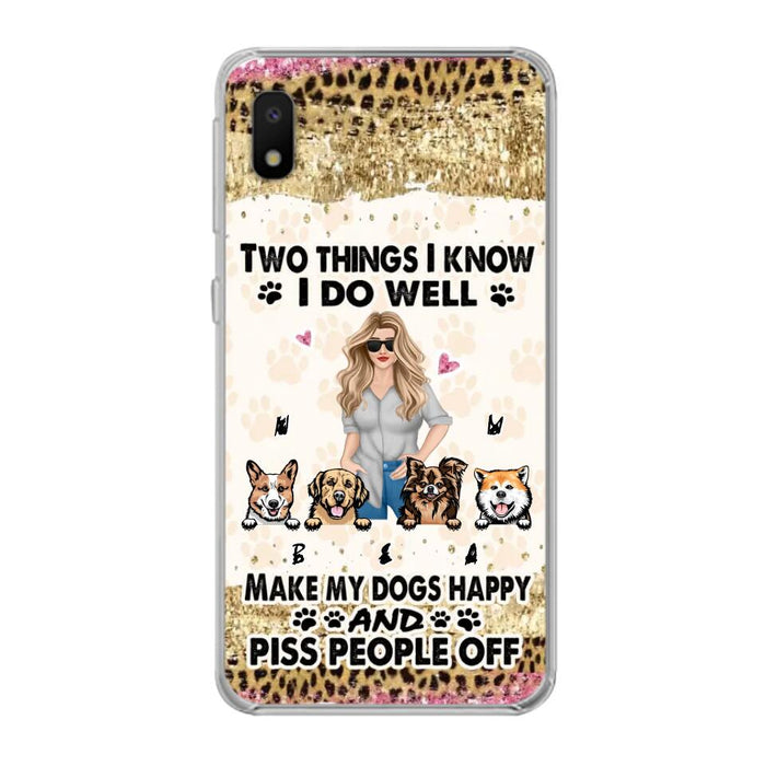 Custom Personalized Happy Dog Mom Phone Case - Gift Idea For Dog Lovers/Dog Owners - Upto 4 Dogs - Two Things I Know I Do Well  - Case For iPhone & Samsung