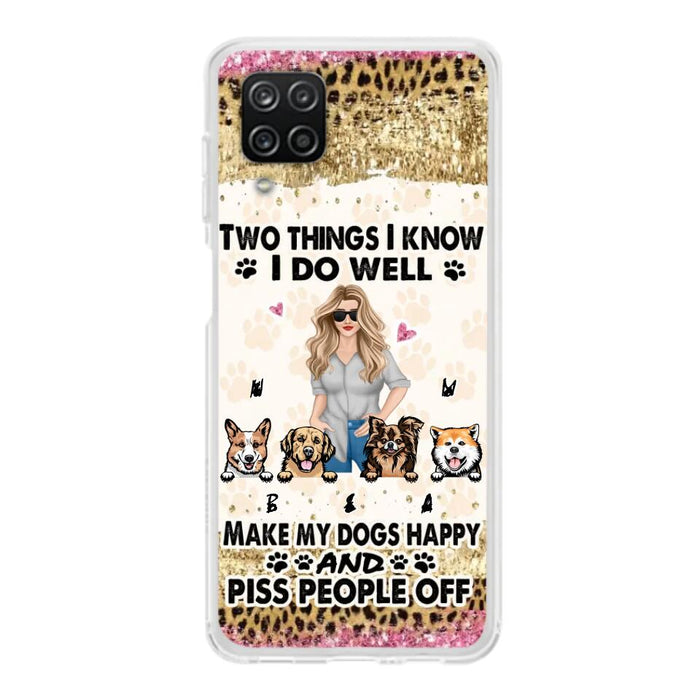 Custom Personalized Happy Dog Mom Phone Case - Gift Idea For Dog Lovers/Dog Owners - Upto 4 Dogs - Two Things I Know I Do Well  - Case For iPhone & Samsung