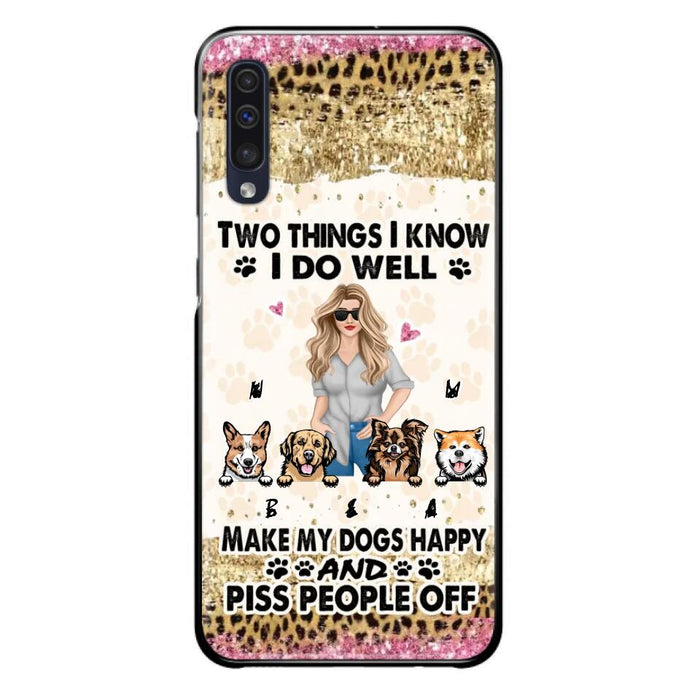 Custom Personalized Happy Dog Mom Phone Case - Gift Idea For Dog Lovers/Dog Owners - Upto 4 Dogs - Two Things I Know I Do Well  - Case For iPhone & Samsung