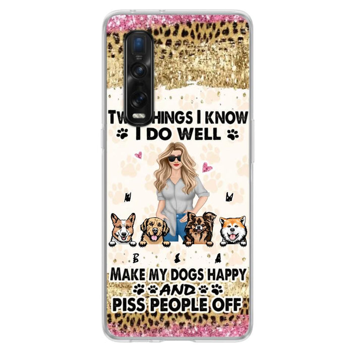 Custom Personalized Happy Dog Mom Phone Case - Gift Idea For Dog Lovers/Dog Owners - Upto 4 Dogs - Two Things I Know I Do Well - Case For Oppo, Xiaomi & Huawei