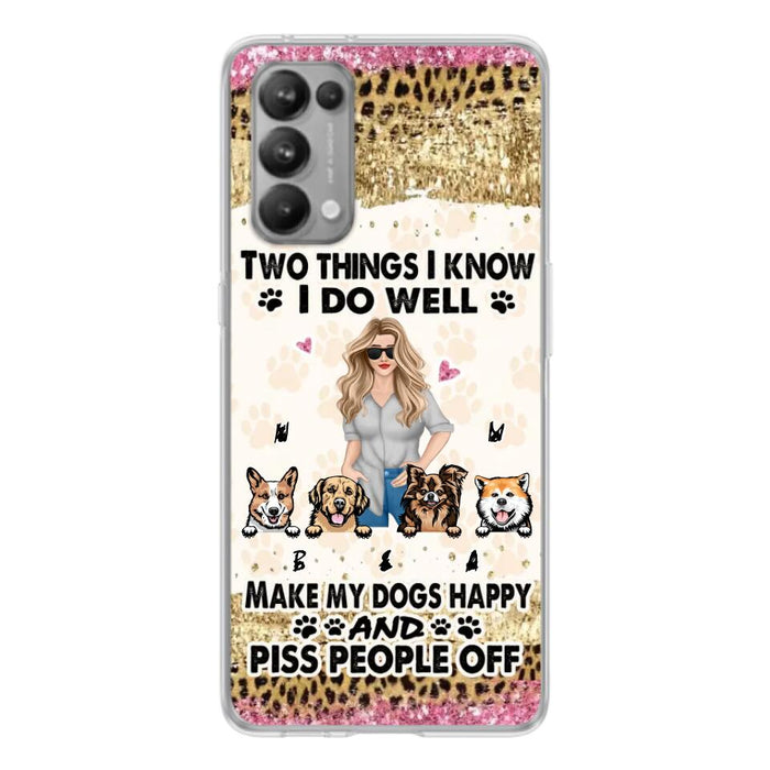 Custom Personalized Happy Dog Mom Phone Case - Gift Idea For Dog Lovers/Dog Owners - Upto 4 Dogs - Two Things I Know I Do Well - Case For Oppo, Xiaomi & Huawei