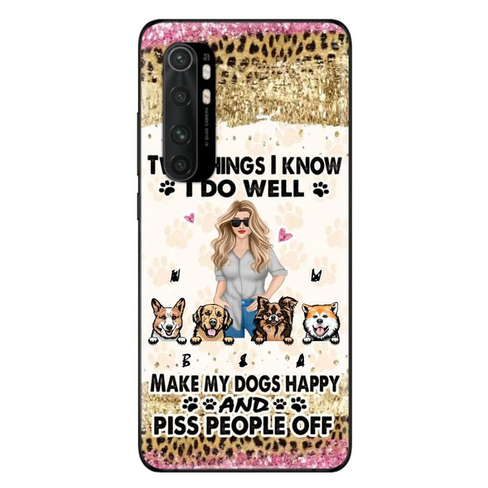 Custom Personalized Happy Dog Mom Phone Case - Gift Idea For Dog Lovers/Dog Owners - Upto 4 Dogs - Two Things I Know I Do Well - Case For Oppo, Xiaomi & Huawei