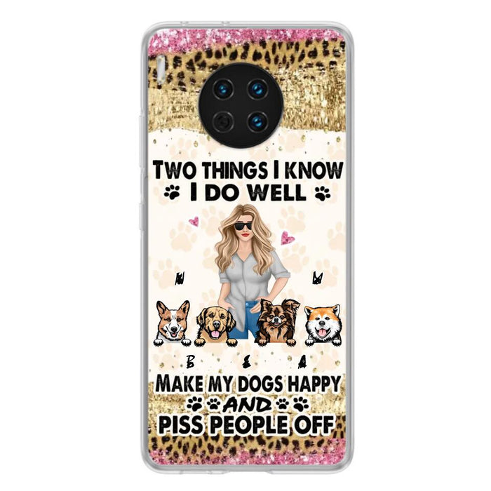 Custom Personalized Happy Dog Mom Phone Case - Gift Idea For Dog Lovers/Dog Owners - Upto 4 Dogs - Two Things I Know I Do Well - Case For Oppo, Xiaomi & Huawei