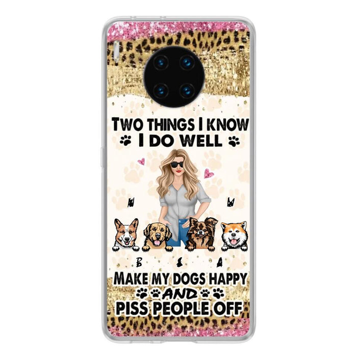 Custom Personalized Happy Dog Mom Phone Case - Gift Idea For Dog Lovers/Dog Owners - Upto 4 Dogs - Two Things I Know I Do Well - Case For Oppo, Xiaomi & Huawei