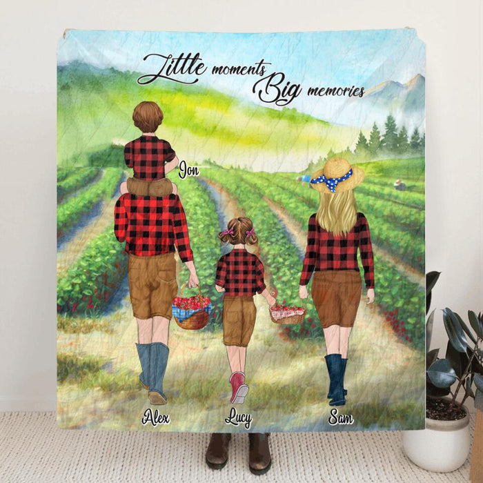 Personalized Family Picking Fruits in Summer Weekend/Summer Holiday - Quilt Blanket - Best Gift for Family/Couple - Little moments Big memories - IEIGLG