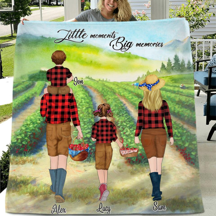 Personalized Family Picking Fruits in Summer Weekend/Summer Holiday - Quilt Blanket - Best Gift for Family/Couple - Little moments Big memories - IEIGLG